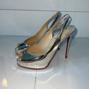 Authentic Christian Louboutin sling back silver size 39